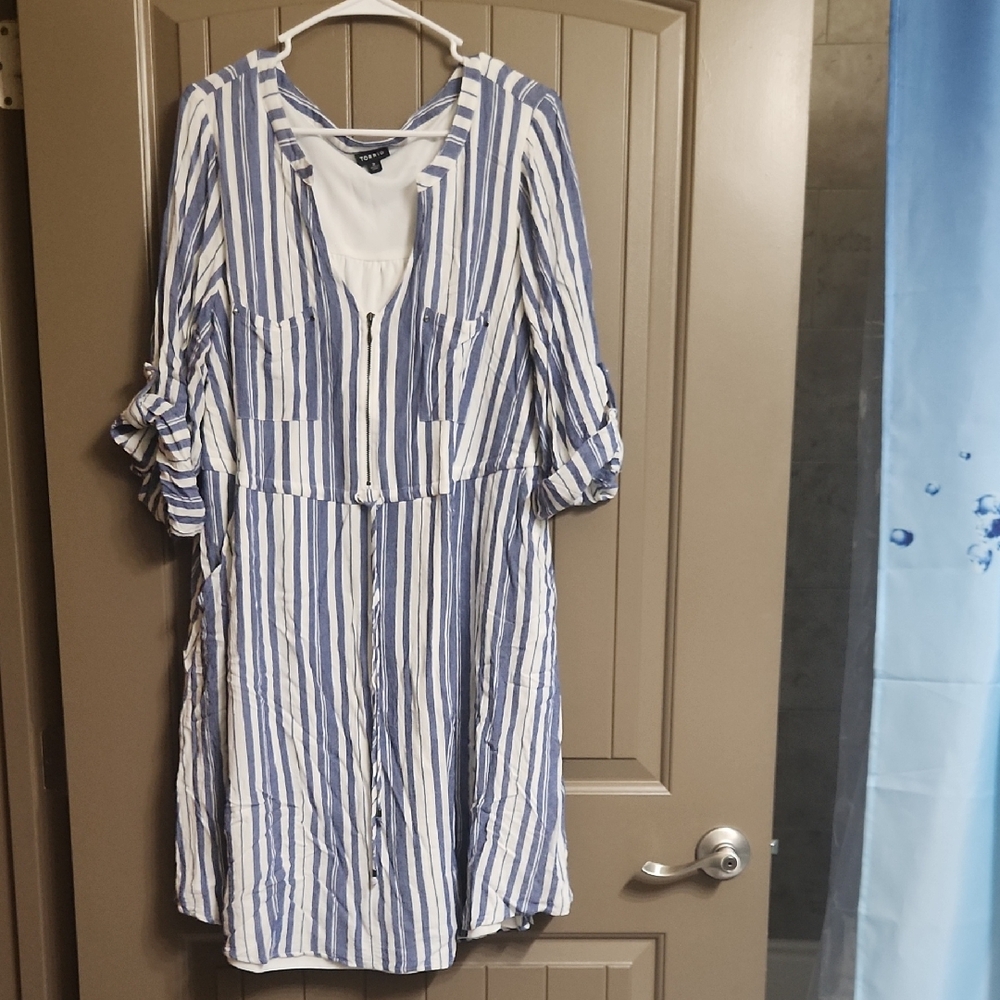 Torrid Navy and White Striped Blouse
